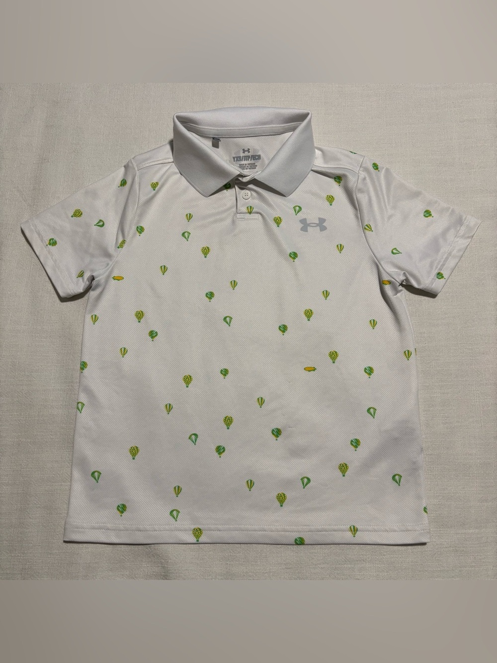 Boys Under Armour Hot Air Balloon Polo Shirt | White | Size Youth XS